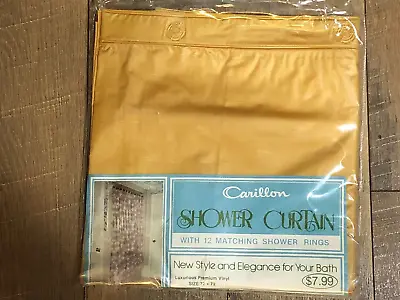 Vintage Carillon Solid Gold Vinyl Shower Curtain NIP Retro Bathroom Decor 70's • $17.99
