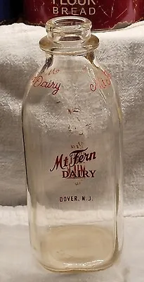Mt Fern Dairy Farm Dover New Jersey Vintage Square Acl Quart Milk Bottle  • $12.99