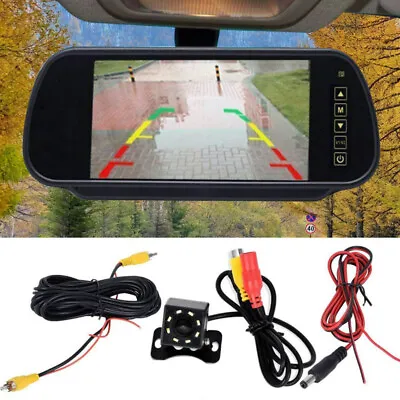US 7'' Car Rear View Backup Mirror Monitor Parking System Reverse 8LED HD Camera • $30.99
