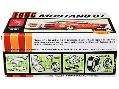 Skill 2 Model Kit 1966 Ford Mustang GT Fastback 1/25 Scale Model AMT • $51