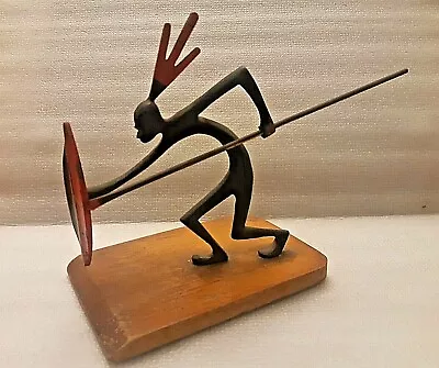 $110 • Buy RARE VTG  ISRAEL HAKULI SOLID BERONZE OF AFRICAN FIGHTER  Signed &Kenya Tax 50's