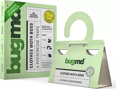 BugMD Clothes Moth Traps (6 Pack) Sticky Glue Bug Repellent For Closet Wardrobe • $34.74
