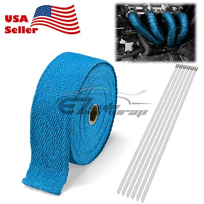 Blue Exhaust Pipe Insulation Thermal Heat Wrap 2 X50' Motorcycle Header • $18.46