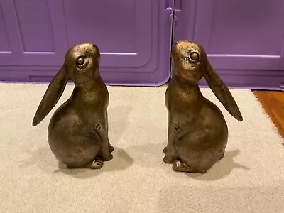 Creative Co-Op Decorative Bronze Color Resin Bunny Rabbit Bookends Set Of 2 • $39.95