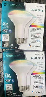 Lot Of 2 (4 BULBS) EcoSmart 65w BR30 Smart Bulb LED Wifi/Bluetooth Alexa Google • $22.99