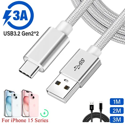 3A 60W 10Gbps USB3.2 Type C Fast Charger Data Cable For IPhone 15 IPad Pro Air • $11.26