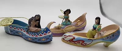 Disney Princess 3 Shoe Ornaments Mulan Pocahontas Jasmine Bradford Exchange • $9.99