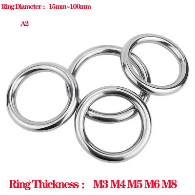 $3.62 • Buy Stainless Steel Round Rings Heavy Duty Solid Metal O Ring Welded Smooth 15~100mm