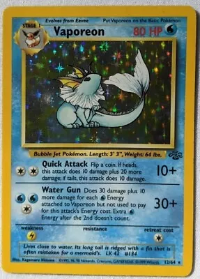 1999 Vaporeon Holographic Pokemon Card #12/#64 Holo Rare  • $16