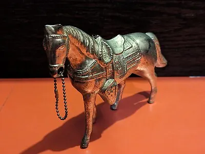 Vntg 5.25  Horse Cast Pot Metal Statue Gold Color Vintage Carnival Prize Western • $9.90