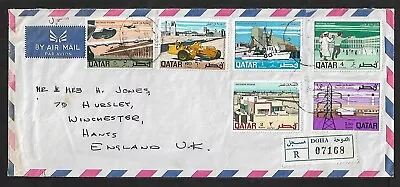 Qatar To Uk Air Mail Commemorative Stamps On Registered Cover 1969 • $20.50
