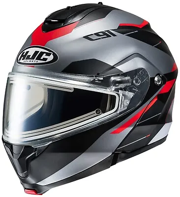 HJC C91 Karan Electric Modular Snowmobile Helmet Red XS S M L XL 2XL 3XL 4XL 5XL • $229.99