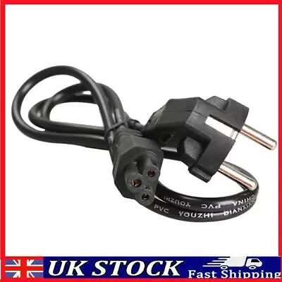 1M EU 3 Prong 2 Pin AC Laptop Power Cord Adapter Cable Black  • £5.29