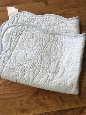 Martha Stewart Standard Quilted Embroidered Sham Soft Blue Scalloped Edge • $15