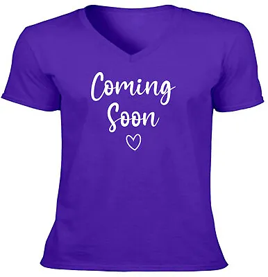 Coming Soon Heart V-neck T-Shirt New Mom To Be Tee New Dad Shirt Pregnancy Gift • $15.98