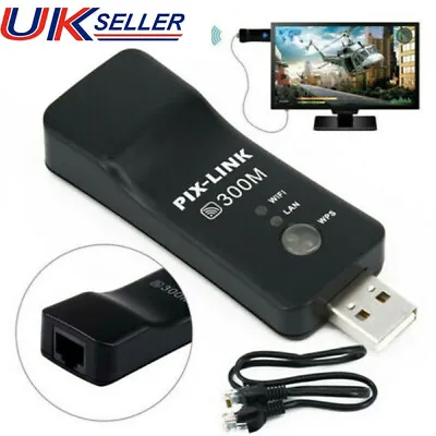 £9.99 • Buy UK Samsung Capable Smart TV LAN Adapter Ethernet WiFi Wireless Dongle 300M RJ-45