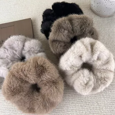 Woman Winter Furry Hairband Retro Mink Down Headband Hair Rope Tie Ponytail Band • $3.25