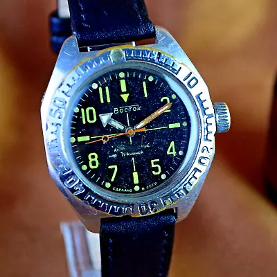 Soviet Wristwatch VOSTOK AMPHIBIAN Diver Military Mens Watch Equipment Wostok • $127