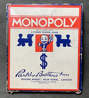 Vintage WWII Era MONOPOLY Board Game  Wood Pieces 1935 Money Complete No Board • $136.50