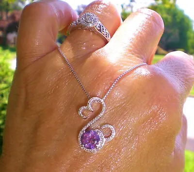 $329 • Buy Jane Seymour SS Open Heart AMETHYST Diamond Necklace FEB BIRTHSTONE KAY 💎 ZALES
