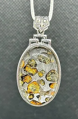 Top Quality Sericho Pallasite Meteorite Silver Pendant • £160.74