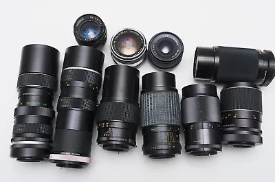 $20.50 • Buy Bulk Lot 10 Vintage 35mm Camera Lenses, M42 And T2 Mounts Yashica, Soligor , Etc