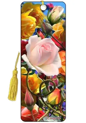 3D Bookmark Pink Roses Yellow Flowers Floral Garden Lover Gifts X Her Woman • £3.99