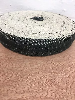 £22.50 • Buy 33m Black & White Herringbone Webbing 2  (50mm) Upholstery Supplies - Chair Sofa