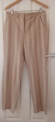 £11.99 • Buy M&S Collection Linen Blend Striped Summer Trousers Stone/Neutral  14 Regular 