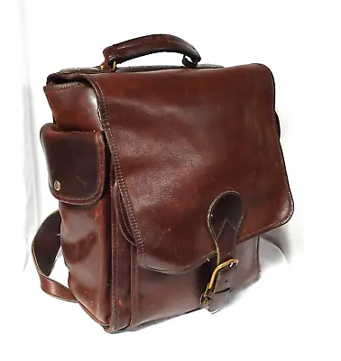 Vintage Top Grain Leather Cowhide Portfolio Backpack Bag • $59.95