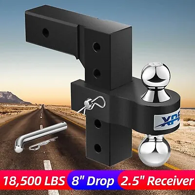 XPE 2.5  Receiver 8  Drop Adjustable Towing Hitch Dual Ball Mount Trailer 18500 • $105.99