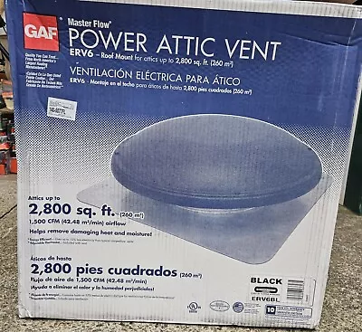 GAF Master Flow Power Attic Vent ERV6 Roof Mount 2800 Sq Ft Black • $119.99