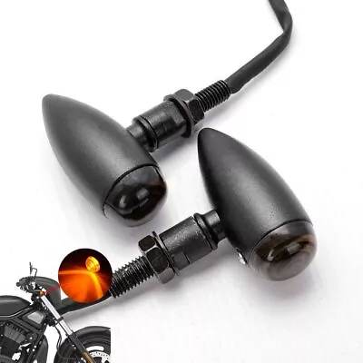 Motorcycle Turn Signal Mini Bullet Blinker Tail Lights Amber For Harley Softail • $15.66