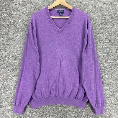 Brooks Brothers Sweater Men XL Purple Long Sleeve V-Neck Knit Pullover Regular • $13.10
