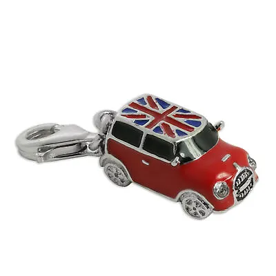 Sterling Silver & Enamel Mini Car Clip On Charm British Flag Cars Charms • £19