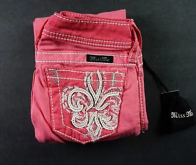 $108 Buckle Kids Miss Me Jeans  Fleur De Lis  Leather Inserts Capri Size 14 • $7.99