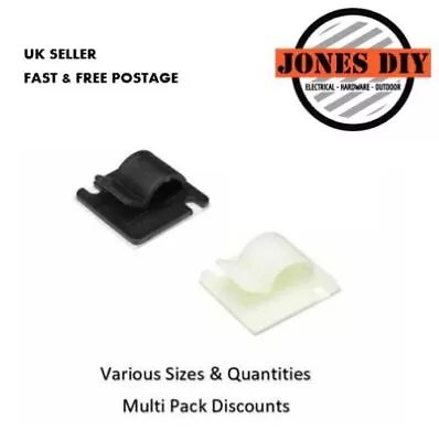 Self Adhesive Cable Clips Black White Sticky Back Mount Wire Organiser Premium • £4.39