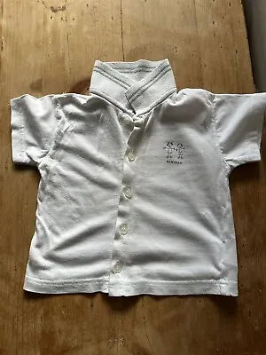 Baby Polo Top Mini Man 6 Months White Button Fasten Used Good Condition • £2.50