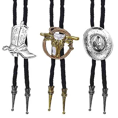 Cowboy Bootlace Bolo Tie Fancy Dress Costume Jewellery Ladies Mens Rodeo Western • £5.97