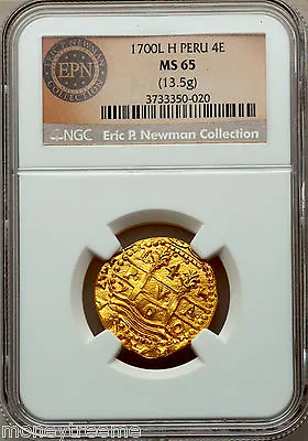 Peru 4 Escudos 1700 Finest Of 3 Known  Ep Newman Gold Doubloon Coin Treasure • $85000
