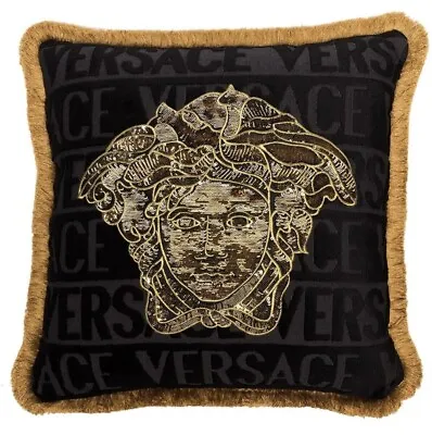 Versace LogoMania Medusa Kissen Pillow Cushion 17 X 17 Schwarz Gold Bronze New • $448.99