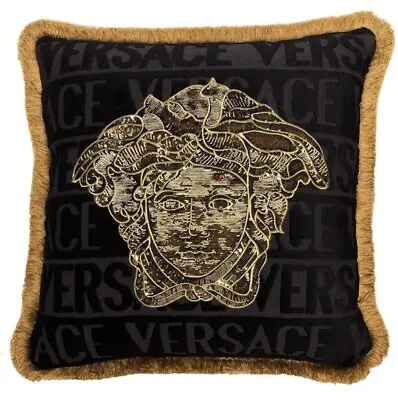 Versace LogoMania Medusa Kissen Pillow Cushion 17 X 17 Schwarz Gold Bronze • $398.99