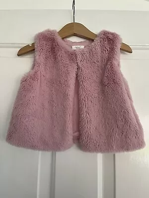 Baby Girl Next Pink Faux Fur Gilet Top Age 12-18 Months • £7