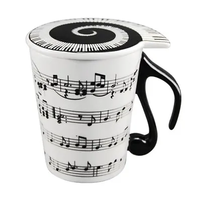 HLJgift Creative Ceramic Musician Coffee Mug Tea Cup With Lid Staves Music Notes • $16.70