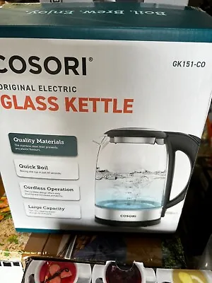 COSORI Electric Glass Kettle 3000W 1.5L With Blue LED - Ex Demo Very Good Con. • £19.99