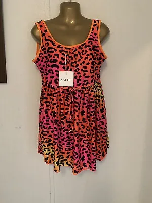 $17.50 • Buy Zaful Dress Multicolor Animal Print Pretty Summer Beach Cover Up Juniors XL