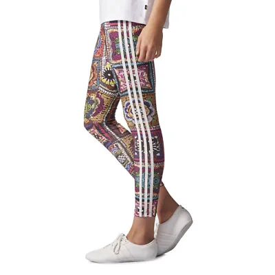 $15 • Buy Adidas Originals Women's Crochita Three Stripes Leggings - Multicolored