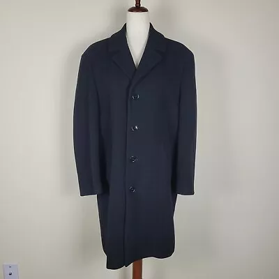 Vintage Gianfranco Ruffini Coat Men 38S Black Cashmere Blend Mid Length Trench • $120