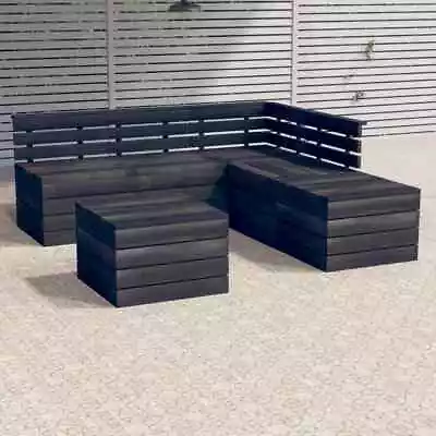 6 X Garden Pallet Lounge Set  Pinewood Dark Grey Relax Furniture • £491