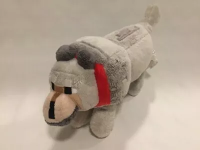 Mojang Minecraft Gray Wolf 13  Stuffed Plush Animal W/ Red Collar • $15.90